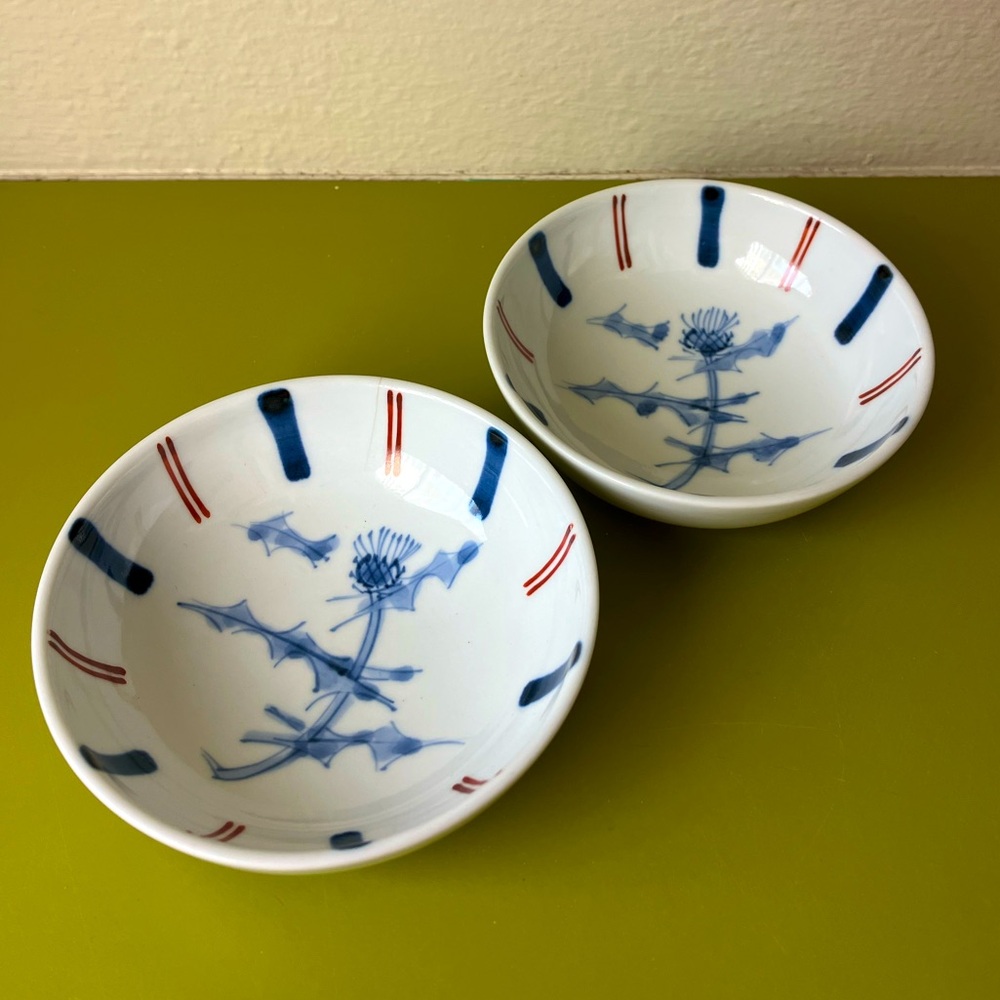 Vintage Ceramic Asian Pattern Small Size Dish Bowl Set of 2